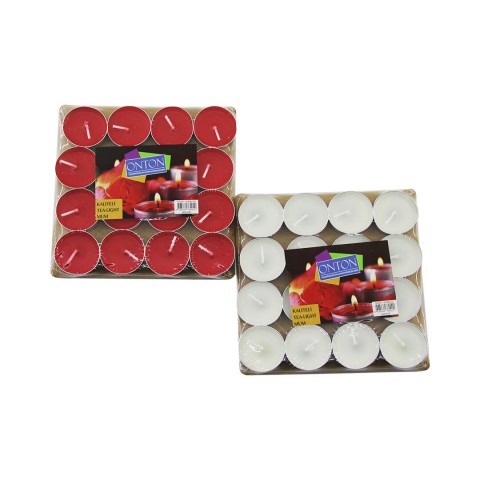 ONTON-36-501167 ( 16PCS ) ( KIRMIZI ---- BEYAZ ) ( YUVARLAK ) TEA LİGHT MUM*96