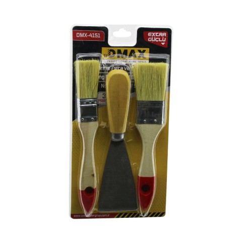 REAL ÖZS OZS-8148 ( 3PCS ) BOYACI SETİ ( 1PCS SPATULA=50MM ) + ( 2PCS KESTİRME FIRÇA=NO-1-1.5)*240