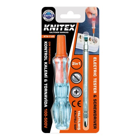 KNITEX KTX-1125 ( 2İN1 DÜZ & YILDIZ ) ( ÇIKAR TAK ) KONTROL KALEMİ & TORNAVİDA ( 100-500V)*120