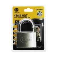 TUDOR TD-CS63MM (VAKUMLU) (YILDIZ & ÇİVİ ANAHTARLI) ( 63MM & GRİ ) ( KISA KANCALI ) ÇELİK ASMA KİLİT*12X5