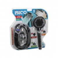 İBİCO K13-022 (VAKUMLU & SİYAH) LÜKS DUŞ SETİ  (DUŞ BAŞLIK=5 MOD=FONKSİYON) (ÖRGÜLÜ HORTUM=1.5MT) (MAFSAL=3 KADEME)*32