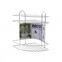 İBİCO K13-018 ( 2 KATLI & ÜÇGEN ) ( KROM ) ( METAL ) BANYO KÖŞELİK & DUŞKABİN RAF*12