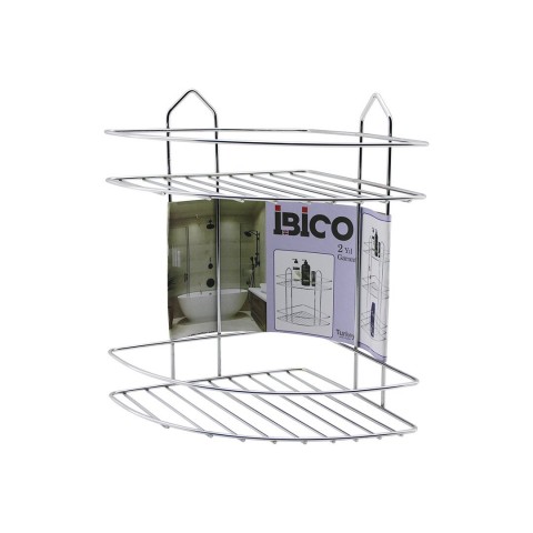 İBİCO K13-018 ( 2 KATLI & ÜÇGEN ) ( KROM ) ( METAL ) BANYO KÖŞELİK & DUŞKABİN RAF*12