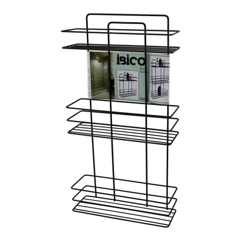 İBİCO K13-017 ( SİYAH ) ( 3 KATLI & DİKDÖRTGEN ) ( METAL ) BANYO KÖŞELİK & DUŞKABİN RAF & ŞAMPUANLIK*16