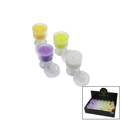 MAXİMUM MAX-2467 ( ŞEFFAF MİKA KRİSTAL=AYAKLI LOKUMLUK KAP ) ( RENKLİ & KOKULU ) MUM*35X1