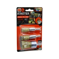 KINETEX KTX-3390 ( 3PCS SET ) SAÇAKLI TEL FIRÇA ( 12MM & 16MM & 25MM ) ( MATKAPA TAKILABİLİR )*10X24