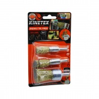 KINETEX KTX-3390 ( 3PCS SET ) SAÇAKLI TEL FIRÇA ( 12MM & 16MM & 25MM ) ( MATKAPA TAKILABİLİR )*10X24