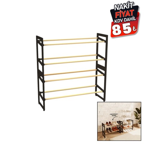 FİXWOOD 2046-1 ( 4 KATLI) AHŞAP AYAKKABILIK (8 AYAKKABILIK) (20X65X51CM) (ÇOK AMAÇLI RAF) (PORTATİF & VİDASIZ KOLAY MONTAJ)*10=K