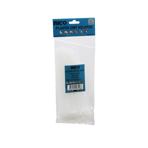 İBİCO İ13-106 ( BEYAZ ) ( 4.8X200MM ) ( PLASTİK ) CIRT KELEPÇE ( KABLO BAĞI ) ( 100PCS )*10X18