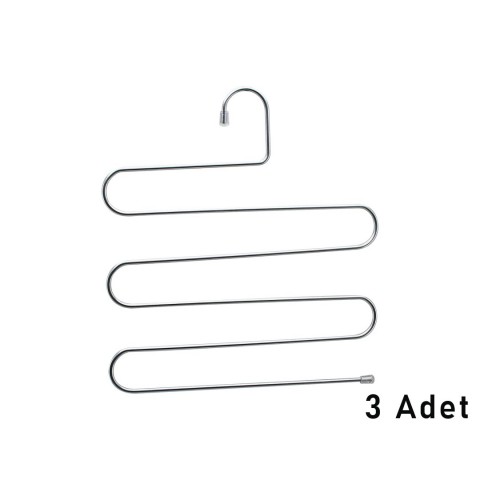 YAKUT-2686 ( 3PCS ) KROM AKILLI PANTOLON ASKI ( DOLAP İÇİ YER KAZANDIRAN PANTOLON & GİYSİ ASKISI )*20=K