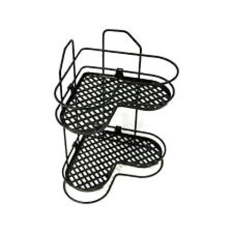 LALEZAR LZR-627 ZARİF ( 2 KATLI ) ( KALP MODEL ) DUŞ KABİN RAF KÖŞELİK SİYAH BEYAZ KROM*8