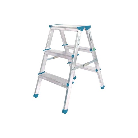 111 YÜZONBİR ( 3+3) ( ÇİFT BASAMAKLI ) ALÜMİNYUM METAL MERDİVEN ( YÜKSEKLİK = 69CM BAŞ GENİŞLİK = 8CM )*1