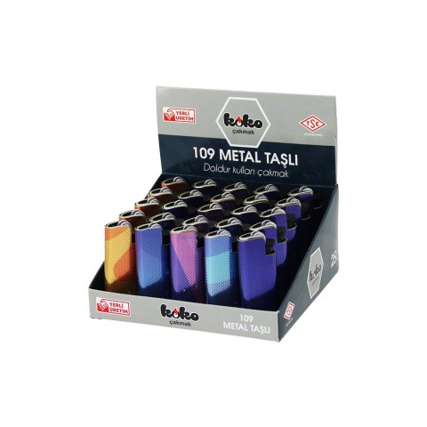 KOKO-109 ( METAL & MAT RENKLİ ) TAŞLI METAL CEP ÇAKMAK ( DOLDUR KULLAN ) ( BRKT-877501 )*25X20