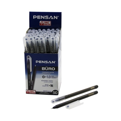 PENSAN BÜRO ( SİYAH ) TÜKENMEZ KALEM ( M-MEDİUM & 1.0MM UÇ )*50X40