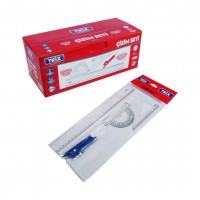 TRİX T-975 ( 4PCS = 30CM CETVEL & 180°AÇI ÖLÇER & 60°GÖNYE & PERGEL) ÇİZİM SETİ*24X12