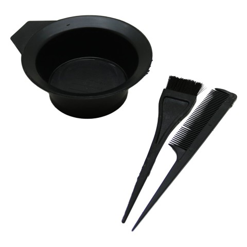 HELMAX HM-012 ( 3PCS ) SAÇ BOYAMA SETİ ( TARAK & FIRÇA & KASE ) ( SİYAH PLASTİK )*10X20