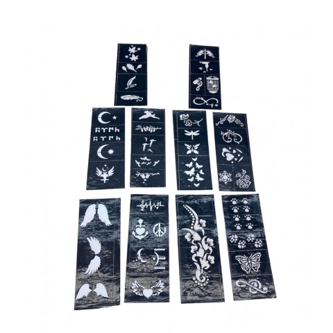 İBİCO KZY-1575 ( MİX DESEN ) ( 8X20CM ) TÜP KINA DESEN ÇIKARTMA ŞABLONU ( 10PCS )*1X1000