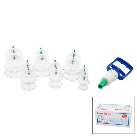 KRT-1013 (12PCS) HACAMAT KUPA MASAJ SETİ (1-POMPA+NO-6:4AD & NO-7-5-4:2 ŞER AD& NO-3: 1AD& NO-2:1AD) MİKA KRİSTAL PLS.*40