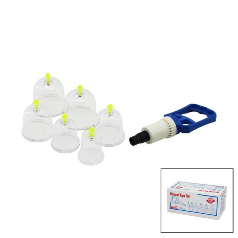 KRT-1012 ( 6PCS ) HACAMAT KUPA MASAJ SETİ ( POMPA: 1AD + NO-7: 2AD & NO-6: 2AD & NO-5: 1AD & NO-4: 1AD ) MİKA KRİSTAL PLS.*40