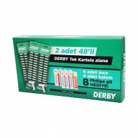 DERBY ( TEK BIÇAK ) ( 96PCS ) KARTELA SAPLI JİLET (PHILIPS 4 KALEM + 4 İNCE PİL HEDİYELİ )*1X14 DERBY ( TEK BIÇAK ) ( 96PCS ) KARTELA SAPLI JİLET (PHILIPS 4 KALEM + 4 İNCE PİL HEDİYELİ )*1X14