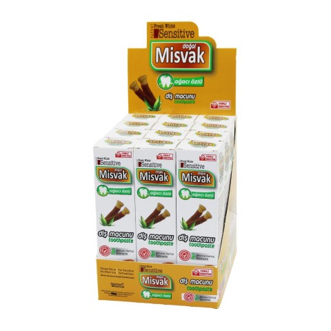FAVORİ FRESH WHİTE SENSİTİVE MIS-01 ( DOĞAL MİSVAK AĞACI ÖZLÜ ) DİŞ MACUNU ( 75ML/120GR )*12X8