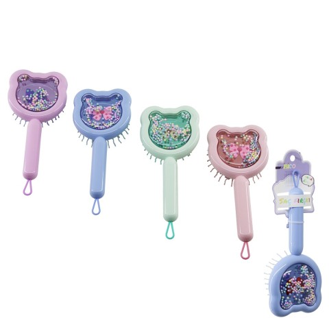 İBİCO İ15-051 (KEDİ FİGÜR) ÇOCUK SAÇ FIRÇASI=(PLS) & TARAK (PENCERELİ RENKLİ PLS.SAP=KURDELA & HAREKETLİ TOPLAR)*12X20