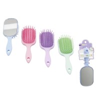 İBİCO İ15-055 ( DİKDÖRTGEN ) ( AYNALI ) ÇOCUK SAÇ FIRÇASI=PLASTİK & TARAK ( RENKLİ PLASTİK SAP)*12X20