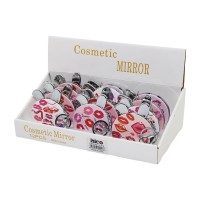 İBİCO İ15-016 (ANAHTARLIKLI) ( ÖPÜCÜK DESEN ) ( YUVARLAK ) (CEP & ÇANTA) MAKYAJ AYNASI (NORMAL & BÜYÜTEÇLİ)*12X40