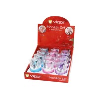 VİGOR K-8436 ( 9PCS ) MANİKÜR & PEDİKÜR SETİ ( KALP MODEL=MİKA KRİSTAL PLASTİK KUTULU )*12X12