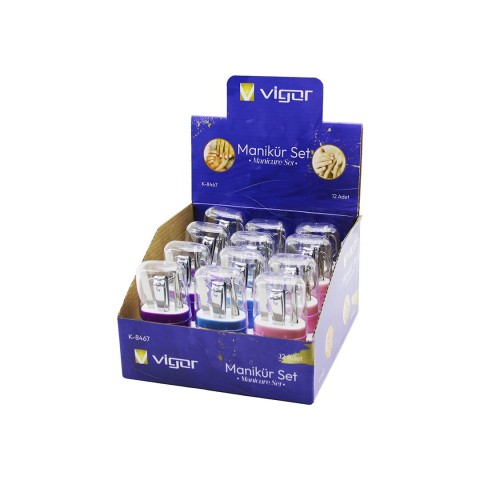 VİGOR K-8467 ( 6PCS ) KİŞİSEL BAKIM MANİKÜR & PEDİKÜR SETİ ( PLASTİK MİKA KUTU )*12X20