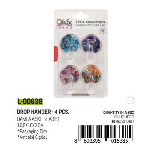 QLUX L-00638 4PCS DAMLA KÜÇÜK YAPIŞKAN ASKI*80