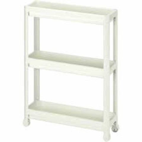 OMAŞ SLİM TEKERLİ OM-0600-3010-0268 ( 3 ( DERİN ) RAFLI & BEYAZ ) ÇOK AMAÇLI RAF ÜNİTESİ*6