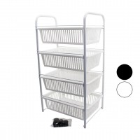 LALEZAR LZR-506 ( 4 KATLI ) ( ÇEKMELİ SEPET ) SEBZELİK & MEYVELİK ( TEKERLEKLİ ) ( METAL KASA ) ( PLASTİK SEPET )*4=K