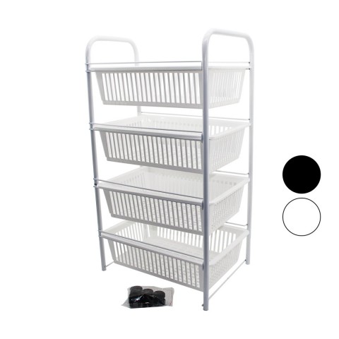 LALEZAR LZR-506 ( 4 KATLI ) ( ÇEKMELİ SEPET ) SEBZELİK & MEYVELİK ( TEKERLEKLİ ) ( METAL KASA ) ( PLASTİK SEPET )*4=K