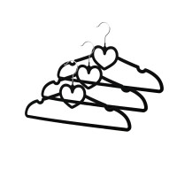 İBİCO DMR-8159 ( 3PCS ) ( SİYAH KADİFE KAPLI & KALPLİ ) PLASTİK ASKI ( METAL UÇLU )*80