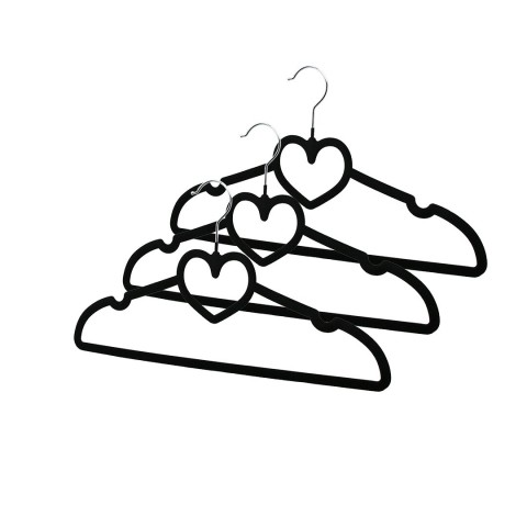 İBİCO DMR-8159 ( 3PCS ) ( SİYAH KADİFE KAPLI & KALPLİ ) PLASTİK ASKI ( METAL UÇLU )*80