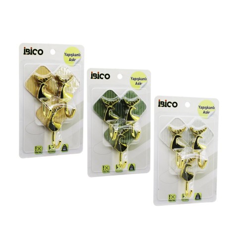 İBİCO İ17-009 (3PCS) (GOLD & GEYİK FİGÜR) (KROM GÖRÜNÜM) PLASTİK ASKI (YAPIŞKANLI=MİKA KRİSTAL PLAKA) (3KG)*12X16