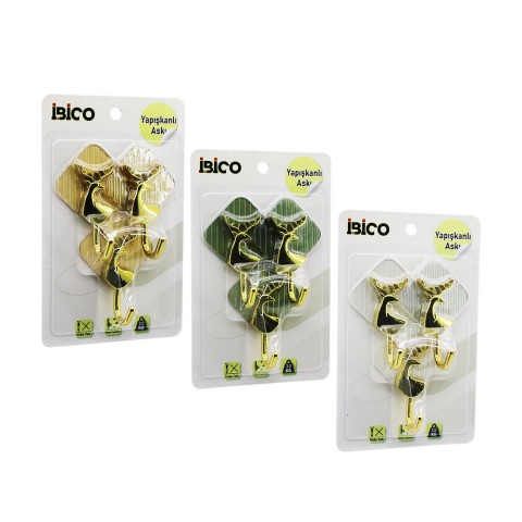İBİCO İ17-009 (3PCS) (GOLD & GEYİK FİGÜR) (KROM GÖRÜNÜM) PLASTİK ASKI (YAPIŞKANLI=MİKA KRİSTAL PLAKA) (3KG)*12X16
