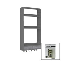 OMAŞ-TERA OM-0824 ( GRİ ) YAPIŞKANLI DUVAR ORGANİZERİ PLASTİK ( 3 RAF=14CM-19CM-30CM & 2 ÇEKMECE=40CM & 6 ASKI ) ( 19 PCARÇA )*6