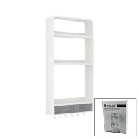 OMAŞ-TERA OM-0817 ( BEYAZ ) YAPIŞKANLI DUVAR ORGANİZERİ PLASTİK ( 3 RAF=14CM-19CM-30CM & 2 ÇEKMECE=40CM & 6 ASKI ) ( 19 PCARÇA )*6