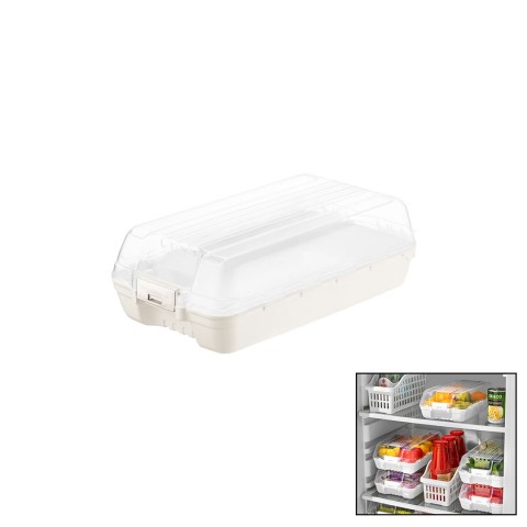 DÜNYA DP-07412-101 ( KAR BEYAZ ) ŞEFFAF PLASTİK BUZDOLABI ORGANİZERİ KAPAKLI ( 320X183X103MM )*12=K