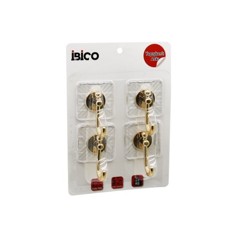 İBİCO İ17-017 ( 4PCS ) ( GOLD ) ( KROM GÖRÜNÜM ) PLASTİK ASKI ( YAPIŞKANLI=ŞEFFAF MİKA KRİSTAL PLAKA=ÇATLAK DESEN ) ( 6KG )*30X4
