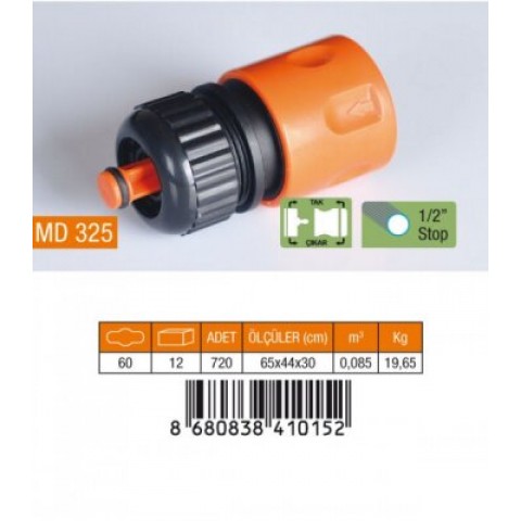 MEDALYAN MD-325 ( 1/2 ) HORTUM BAĞLANTI ADAPTÖRÜ ( STOPLU )*60X12