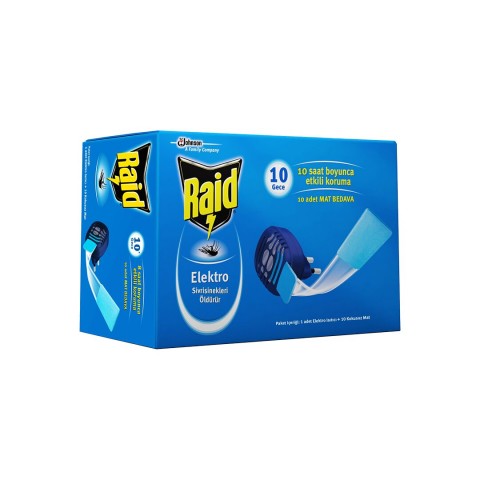 RAİD ELEKTRO ( SET= TABLET ) (10 GECE) ( ELEKTRO ISITICI MAKİNE + 10AD.KOKUSUZ MAT TABLET ) SİVRİ SİNEK ÖLDÜRÜCÜ SET*12=K