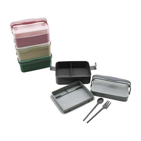 GONDOL TASTEFUL G-769 BESLENME KUTUSU ( 2+1=3 BÖLMELİ & ÇATAL & KAŞIK & ÇİFTLİ TAŞIMA KULP ) (RENKLİ PLASTİK)*24=K