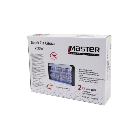 MASTER MTR-2X10 SİNEK ÖLDÜRÜCÜ CIZ CİHAZI MAKİNE (20W) (2PCS LED FLORESAN) (60M2 ETKİLİ) (3000V GERİLİM) (42X10X31.5CM)*6