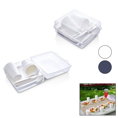 TİMEX TİM-126 ( 32PCS ) PİKNİK SETİ (ANTRAİT GRİ PLS.) (6-TABAK-6-BARDAK-6-ÇATAL6-KAŞIK-6-BIÇAK+( 2 BÖLMELİ ŞEFFAF PLS.ÇANTA)*12=K