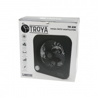 TROYA BY HOOK TR-516 MASA ÜSTÜ VANTİLATÖR (FAN=22CM) (3 KADEME HIZ) (40W) ( 3 PERVANE ) (SİYAH PLS.STAND=28X27X13CM)*6