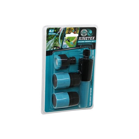 KINETEX KTX-3222 ( 4IN1 & 1/2 ) SULAMA TABANCA BAĞLANTI APARATI SETİ ( HORTUM LENS & HORTUM - MUSLUK ADAPTÖR )*120