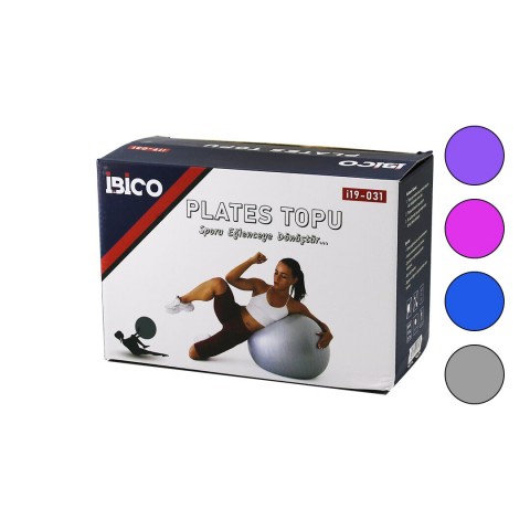 İBİCO İ19-031 ( 60CM ) PLATES TOPU ( RENKLİ & ÇİZGİ DESENLİ PLASTİK ) ( KUTULU AMBALAJ )*20